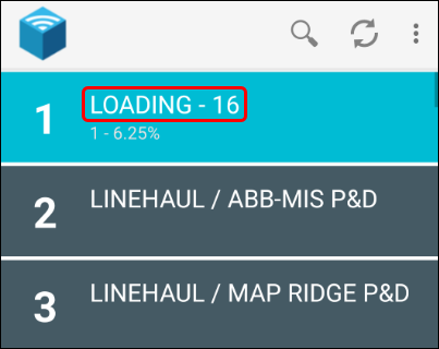 A terminal with 16 items planned to be loaded.