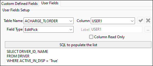 A user field with an EditPick field type.