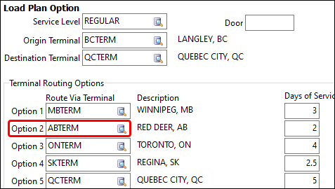 A load plan for BCTERM to QCTERM.