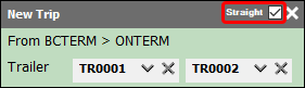 A trip tile with a checkbox labeled "Straight".