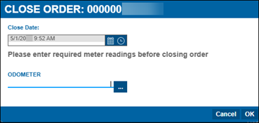 The Close Order window in Shop Planner