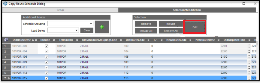 Rout4e Schedule Dialog