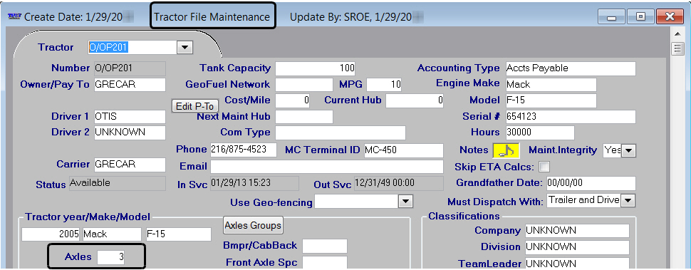 Tractor file maintenance