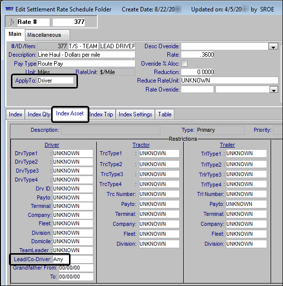 Edit Settlement Rate Schedule Folder
