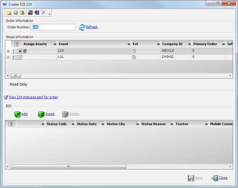 Manually creating 214 data for an updated order :: TMW Operations