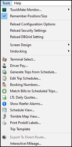The Tools menu.