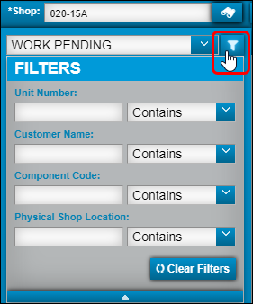 The Shop Scheduler Filters pane