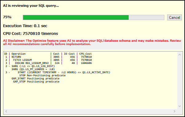 The query progress bar.