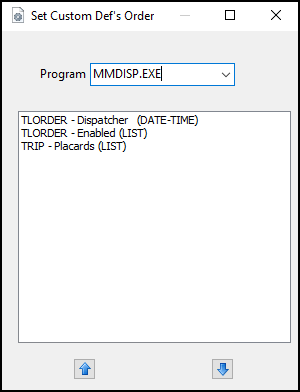 The Set Custom Def’s Order window.