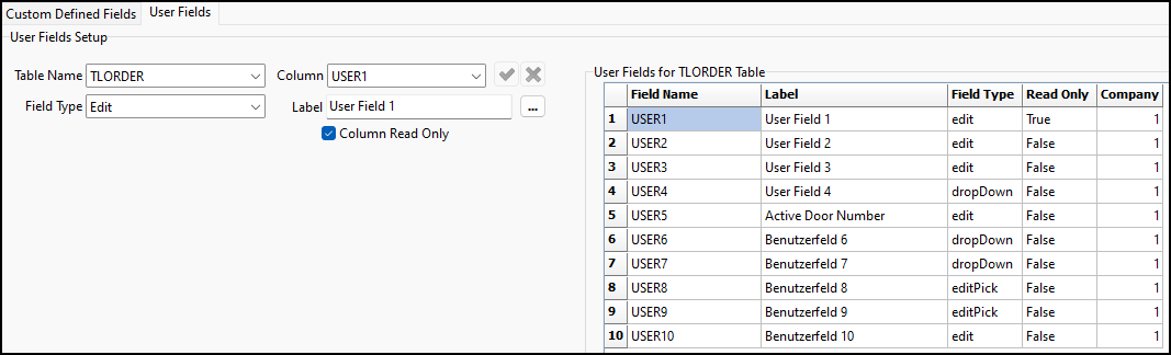 The User Fields tab.