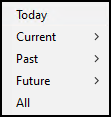 The preset date shortcut menu options.