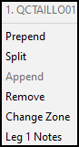 A shortcut menu with the options prepend