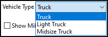 The Vehicle Type dropdown menu.