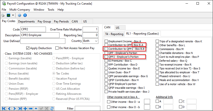 The RL-1 Reporting tab with the QPP2 checkboxes emphasized.
