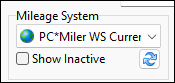 The Mileage System dropdown menu set to WS Current.