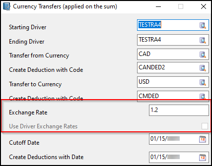 The Currency Transfer window with a value in the Exchange Rate field.