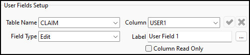 The CLAIM User Fields setup pane.