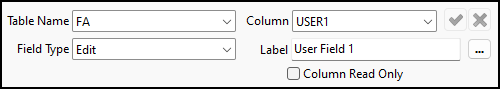 The FA User Fields setup pane.