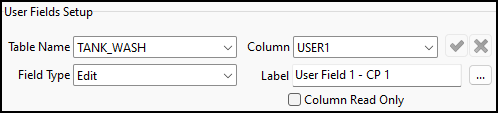 The TANK_WASH User Fields setup pane.