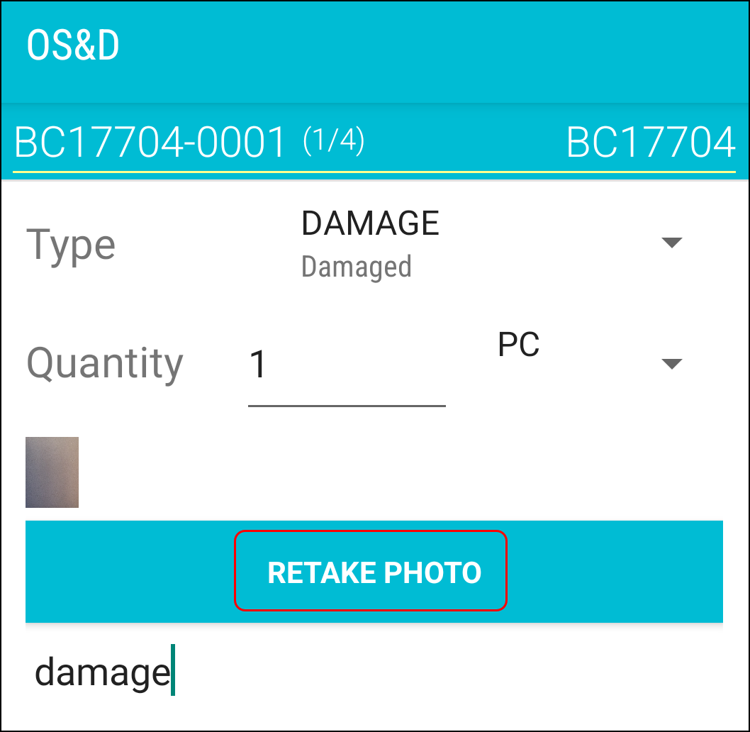 The RETAKE PHOTO option.