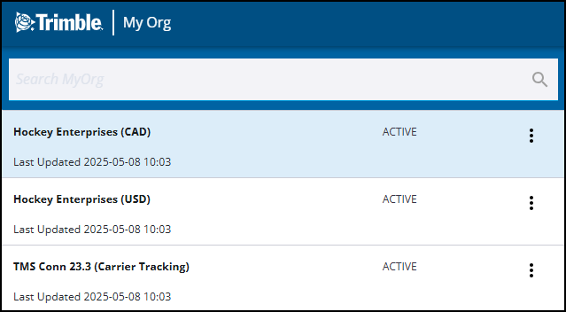 A list of divisions.