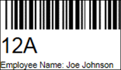 Example of an employee label barcode