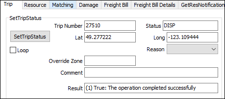 An example of a trip status change.